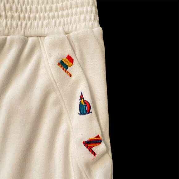 Bundle of 2 Large White Shorts PolyCotton Nautical Elastic Waist Wide 7" inseam - Picture 5 of 13